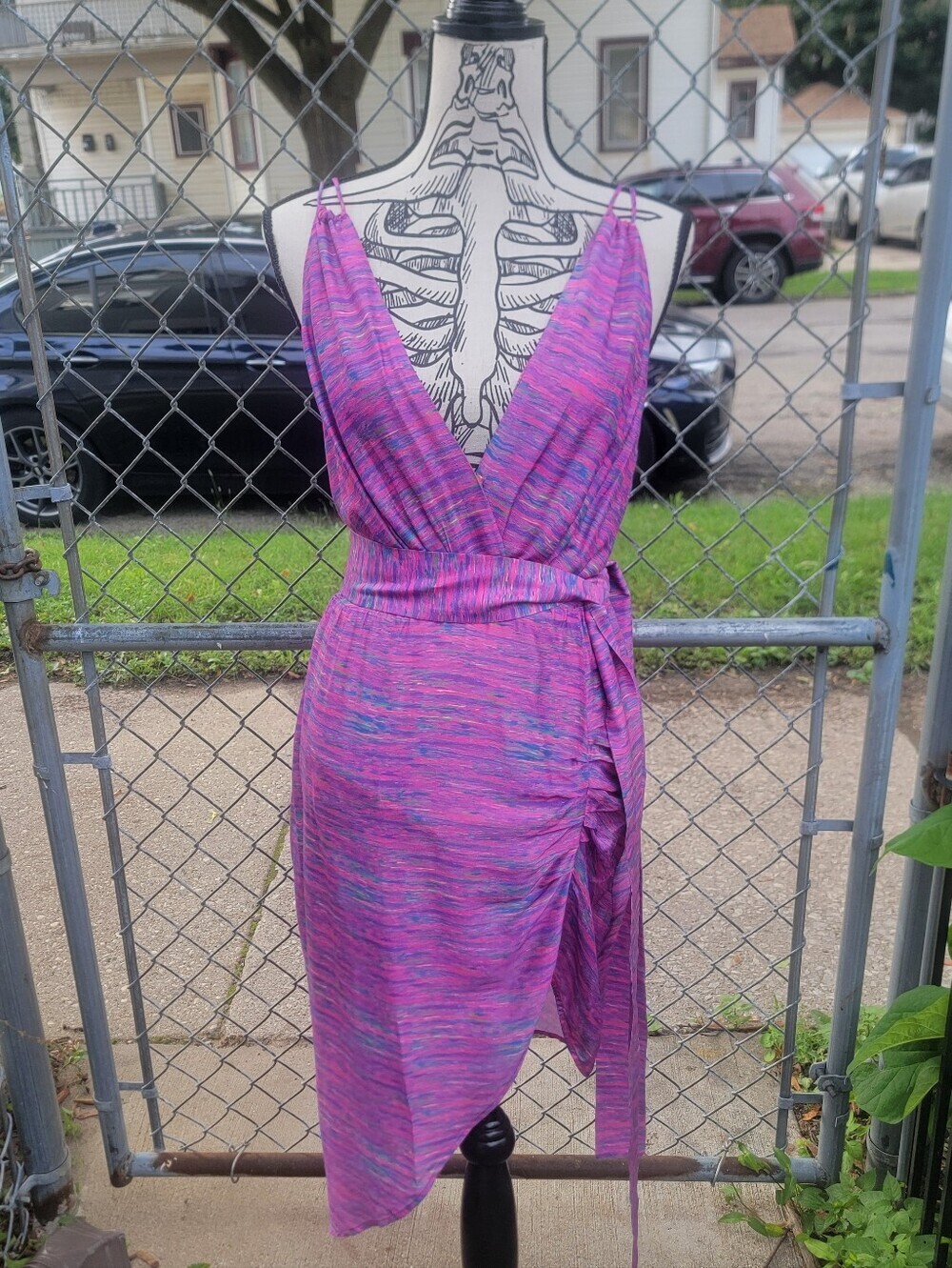 NWT ViX Paula Hermanny Bel Midi Dress M Pink Purple Silk Blend Wrap